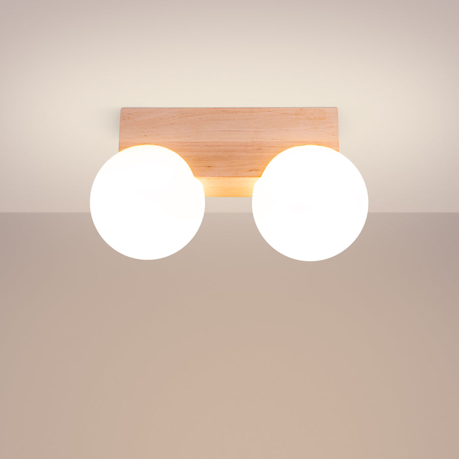 Plafondlamp BULBO 2 naturel hout