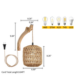 NaturLume Bamboe Wandlantaarn – Handgeweven Rotan Wandlamp met E27 Fitting