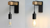 RetroLume – Vintage Wandlamp van Hout & IJzer met LED E27 | Industrieel & Loft Design