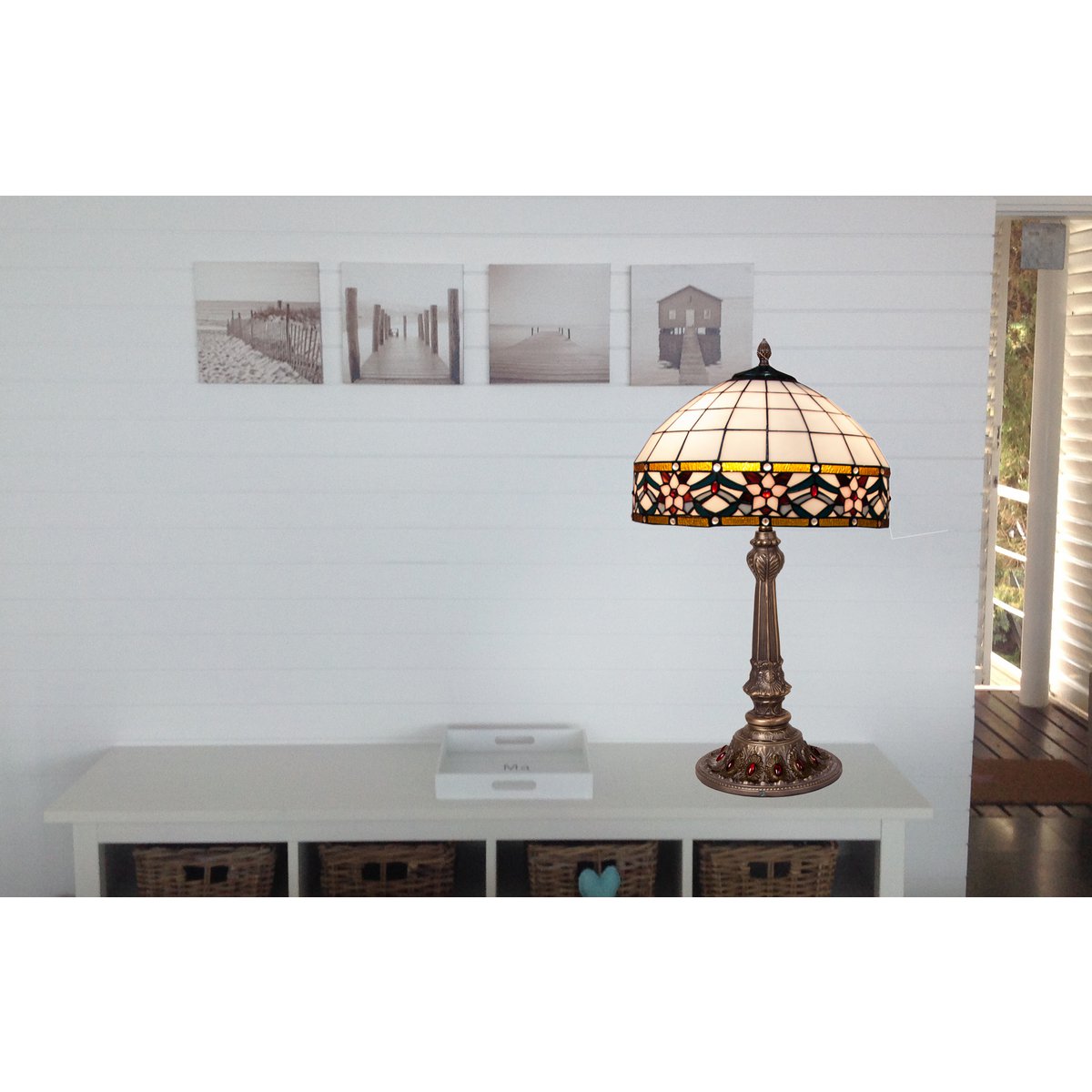Alexandra Lighting - Tafellamp Met Tiffany Vorm En Scherm Diameter 40Cm Museum Serie - tafellampen - sfeerbeeld