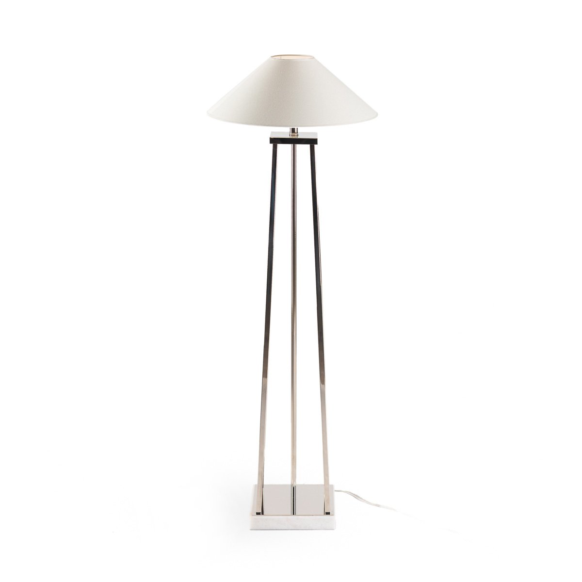 Alexandra Thai - Vloerlamp 25X25X127 Wit Marmer/Nikkel Metaal Zonder Scherm - vloerlamp