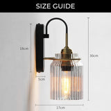 Vintage Wandlamp Met Geribbelde Glazen Kap