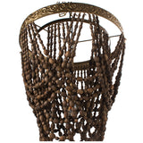 Alexandra Style - Metalen Plafondlamp Met Houten Kralen, 1Xe27, Max.60W °60X74/179Cm