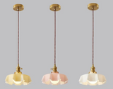 Nordic Bloom Glass Pendant – Minimalistische Glazen Hanglamp in Crèmekleurige Bloemstijl