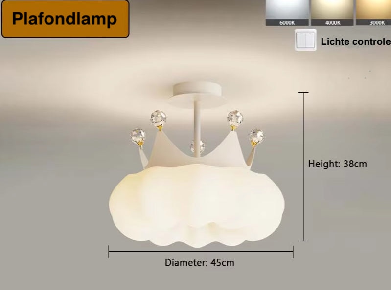 PrincessLume – Franse Kroonlamp met Crèmekleurige Windstijl - hanglampen - verlicht