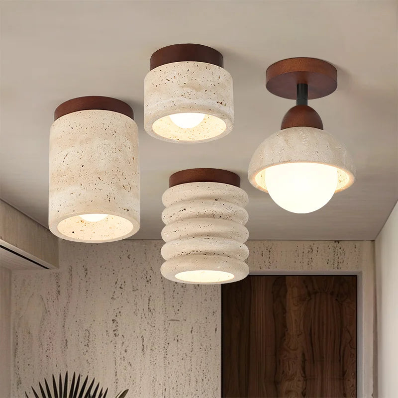 Wabi Sabi Travertin Plafondlamp - plafondlamp