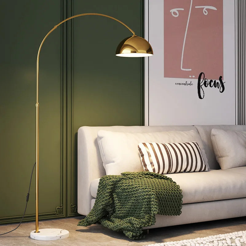Nordic Arc Luxe Vloerlamp – Minimalistische LED Staande Lamp met Marmeren Basis - vloerlampen