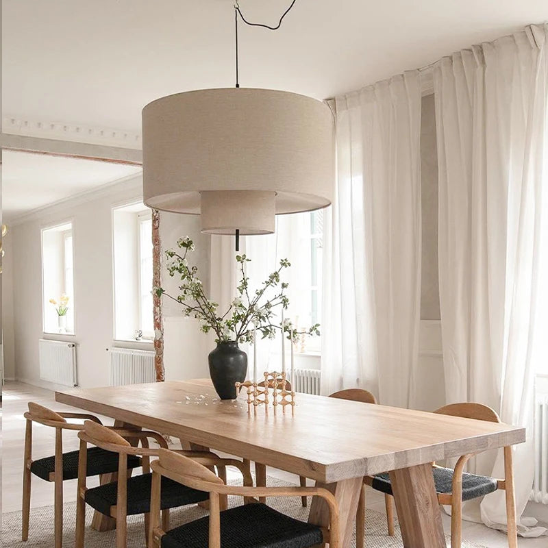 Nordic Minimalist Wabi Sabi Fabric Chandelier Living Dining Room Bar Bedroom Led Pendant Lights Restaurant Hanging Lamp Fixtu