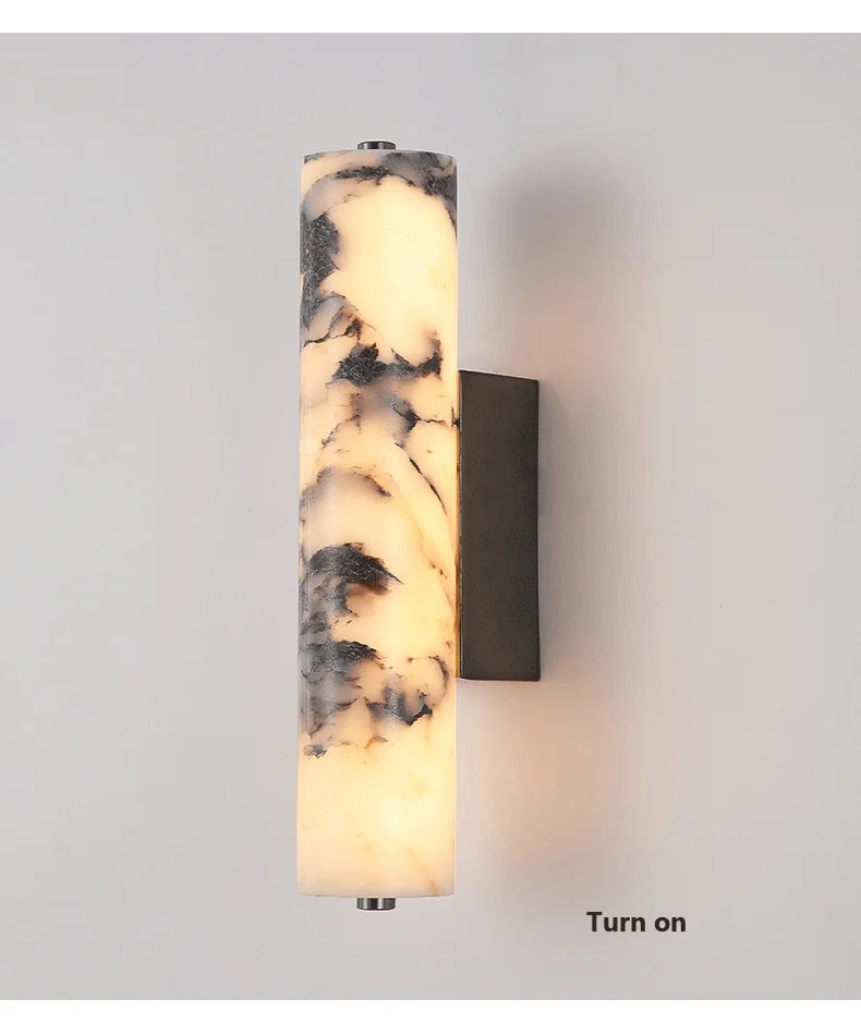 Marbella Lux Sconce – Natuurlijke Zwarte Marmeren Wandlamp in Italiaans Design voor Slaapkamer &a Woonkamer - wandlamp - sfee