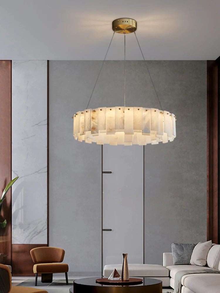 LumiMarble | Elegante Marmeren & Koperen Hanglamp - hanglampen
