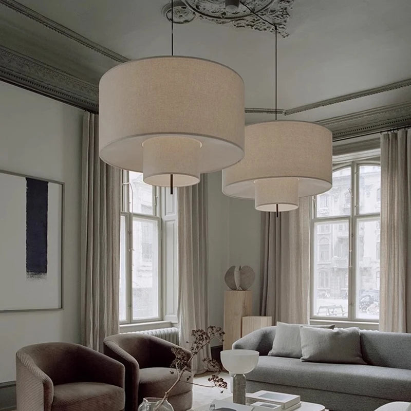 Nordic Minimalist Wabi Sabi Fabric Chandelier Living Dining Room Bar Bedroom Led Pendant Lights Restaurant Hanging Lamp Fixtu