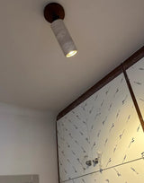 LumiSabi Travertin Natuursteen LED Plafondlamp – Moderne Wabi-Sabi Lamp