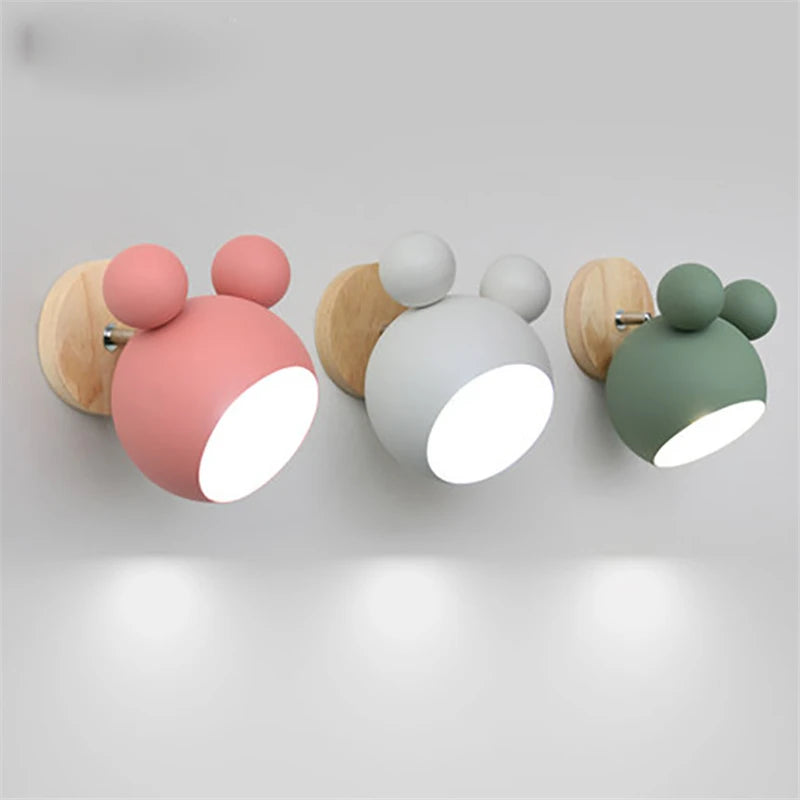 Nordic Mickey Wandlamp – Designlamp voor Slaapkamer, Hal & Kinderkamer - wandlamp & tafellamp - sfeerbeeld