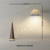 LumiArc – Luxe Houten Boogvloerlamp met Stoffen Kap