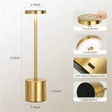 LumiÉlan – Klassieke Oplaadbare Tafellamp met Touch, Traploze Dimming en 3 Lichtkleuren