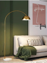 Nordic Arc Luxe Vloerlamp – Minimalistische LED Staande Lamp met Marmeren Basis