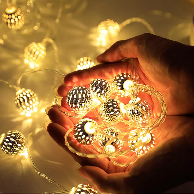 LED IJzeren Marokkaanse Bal Kerstverlichting - buitenverlichting - sfeerbeeld