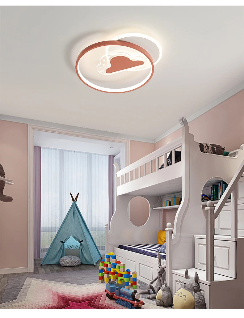 DreamGlow Dimbare Kinderkamer LED Plafondlamp met Afstandsbediening - plafondlampen - sfeerbeeld