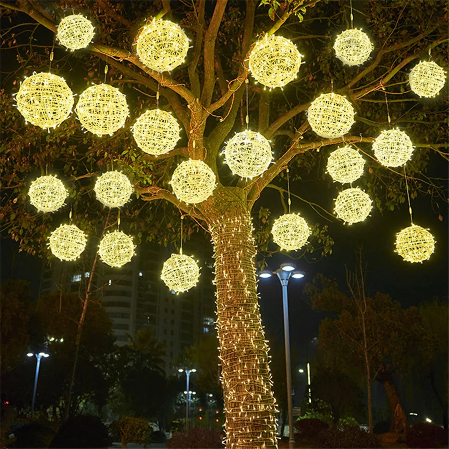 Kerst LED Rotanbal Slinger – Warme Feestverlichting & Buiten Fairy Garden Kerstverlichting - buitenverlichting