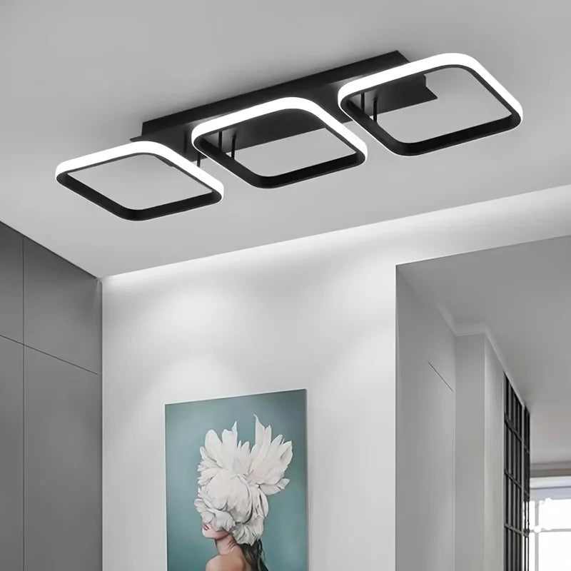 Nordic Luxe LED Plafondlamp – Dimbare Vierkante & Ronde Hanglamp voor Moderne Interieurs