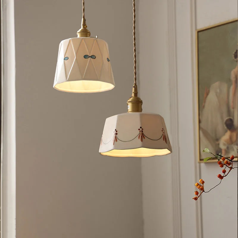 Japans Retro BrassGlow Keramische Hanglamp - hanglampen
