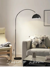 Nordic Arc Luxe Vloerlamp – Minimalistische LED Staande Lamp met Marmeren Basis