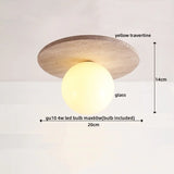 LumiSabi Travertin Natuursteen LED Plafondlamp – Moderne Wabi-Sabi Lamp