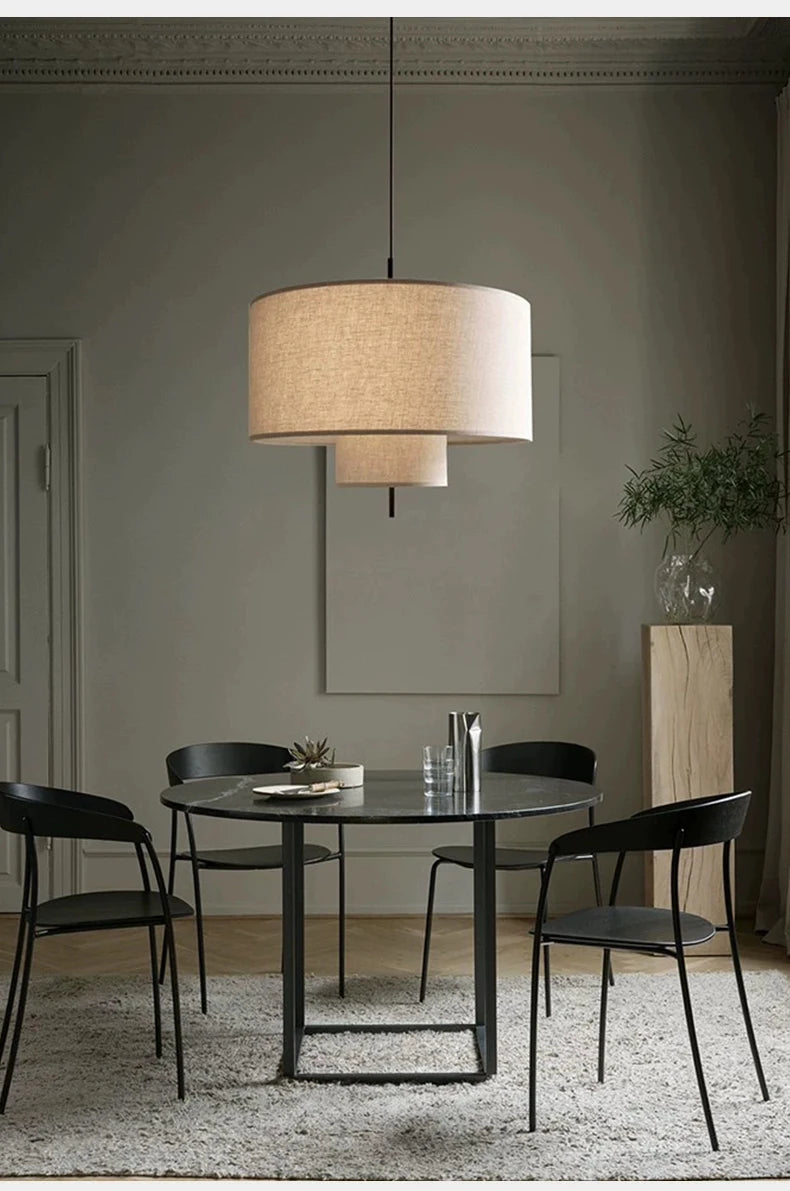 Nordic Minimalist Wabi Sabi Fabric Chandelier Living Dining Room Bar Bedroom Led Pendant Lights Restaurant Hanging Lamp Fixtu