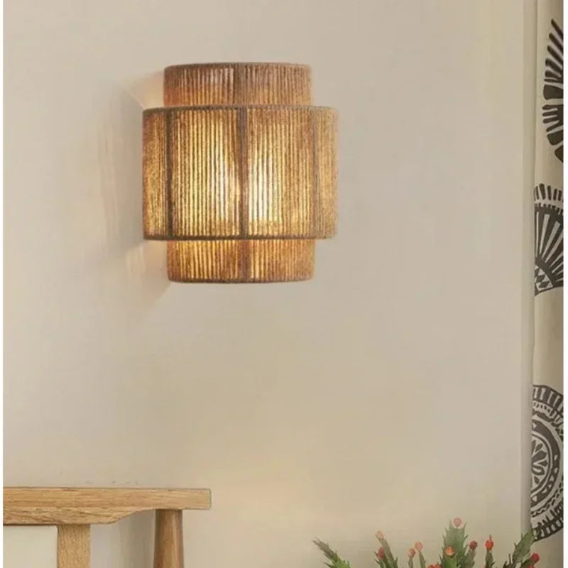 MORI GLOW Handgemaakte Hennep Touw Wandlamp