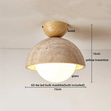 LumiSabi Travertin Natuursteen LED Plafondlamp – Moderne Wabi-Sabi Lamp
