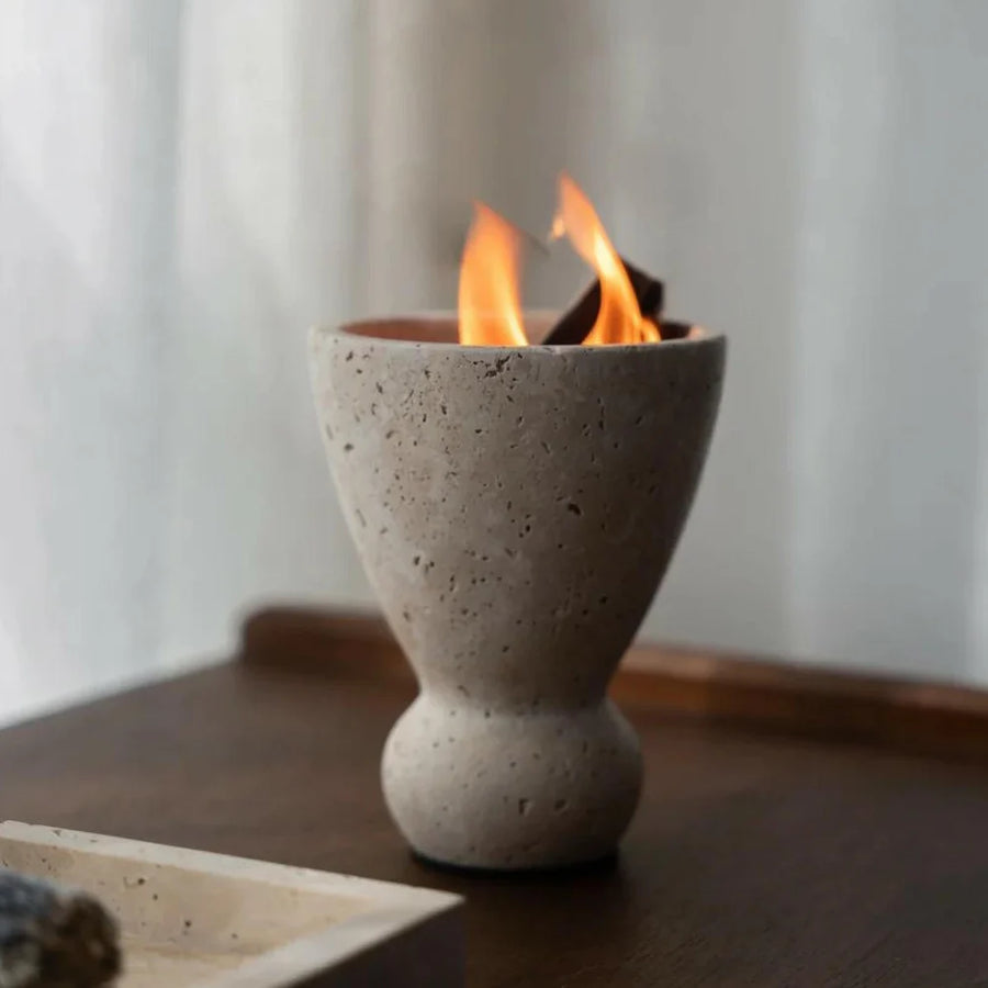 Vintage Travertine Luxe Mubkhar – Houten Wierookhouder & Palo Santo Brander