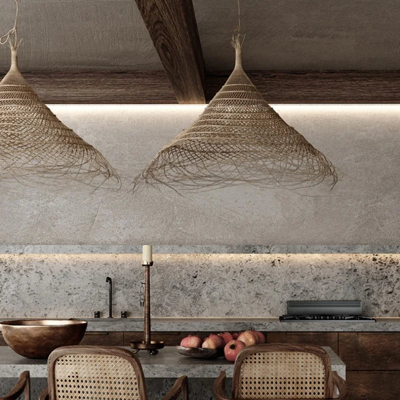 “RattanAura Wabi-Sabi Hanglamp” – Japanse LED Pendel Lamp met Ratten-Design - hanglampen