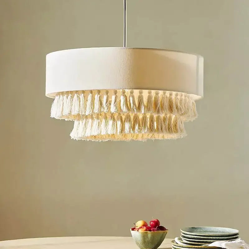 SabiGlow – Boheemse Wabi Sabi Stoffen Hanglamp - hanglampen - sfeerbeeld