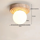 LumiSabi Travertin Natuursteen LED Plafondlamp – Moderne Wabi-Sabi Lamp