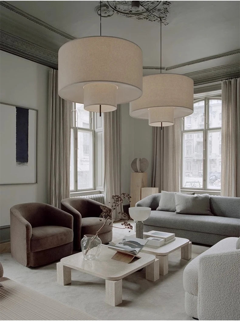 Nordic Minimalist Wabi Sabi Fabric Chandelier Living Dining Room Bar Bedroom Led Pendant Lights Restaurant Hanging Lamp Fixtu