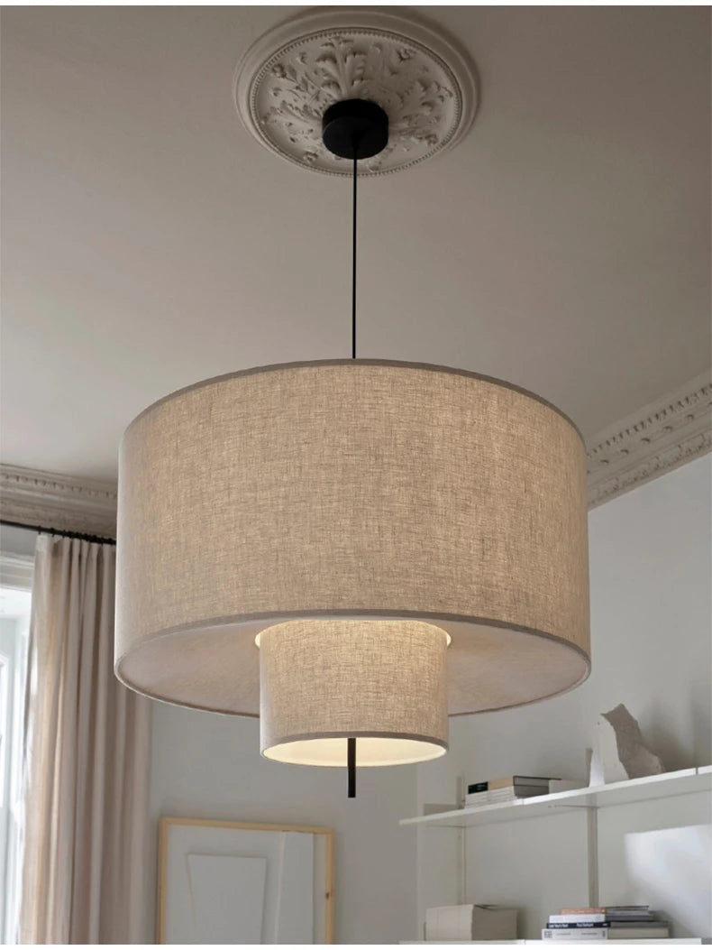 Nordic Minimalist Wabi Sabi Fabric Chandelier Living Dining Room Bar Bedroom Led Pendant Lights Restaurant Hanging Lamp Fixtu