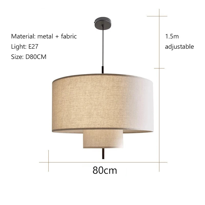 Nordic Minimalist Wabi Sabi Fabric Chandelier Living Dining Room Bar Bedroom Led Pendant Lights Restaurant Hanging Lamp Fixtu