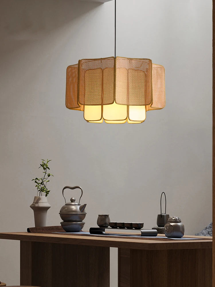 Japanse Wabi Sabi Boheemse Rotan Hanglamp - hanglampen - sfeerbeeld