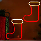 Magische Kerstsfeer Neonlamp β Rendier, Kerstsok & Boom β LED