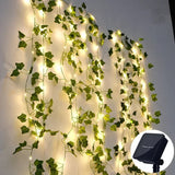 SolarLeaf Sfeerverlichting – Zonnelamp Slinger met Kunstbloemen & Bladeren