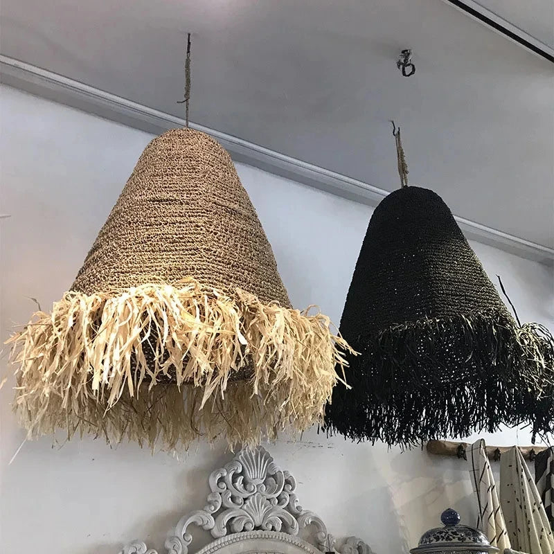 Handgeweven Rotan Hanglamp - hanglampen - close-up