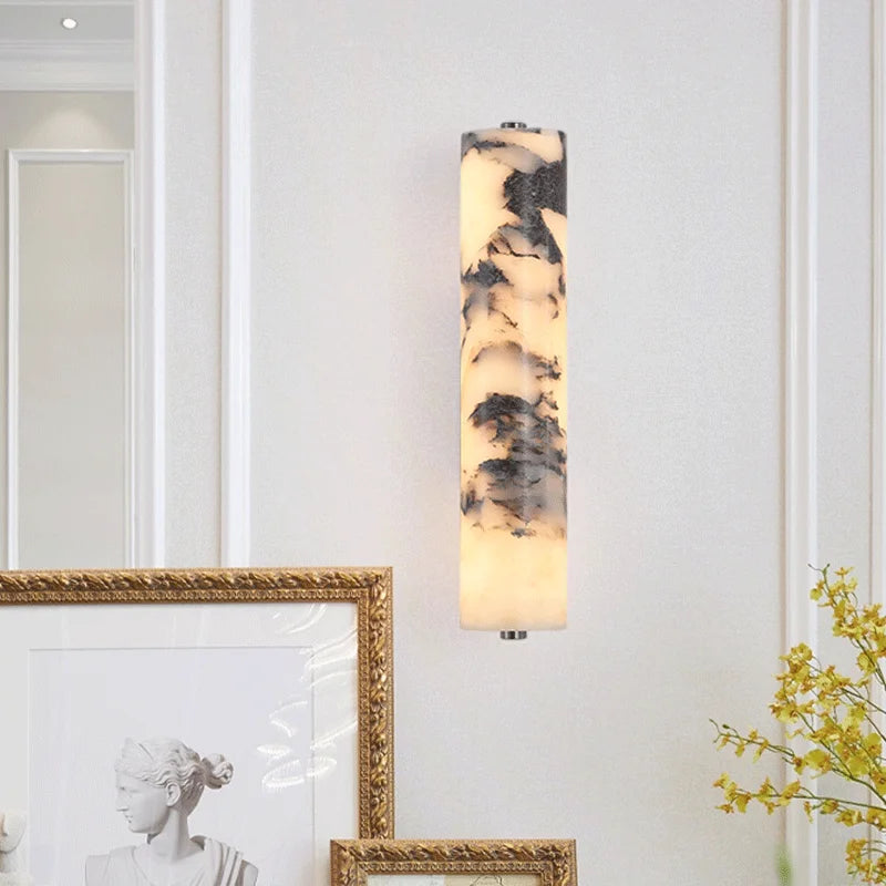 Marbella Lux Sconce – Natuurlijke Zwarte Marmeren Wandlamp in Italiaans Design voor Slaapkamer &a Woonkamer - wandlamp - in d