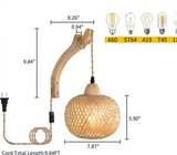 NaturLume Bamboe Wandlantaarn – Handgeweven Rotan Wandlamp met E27 Fitting