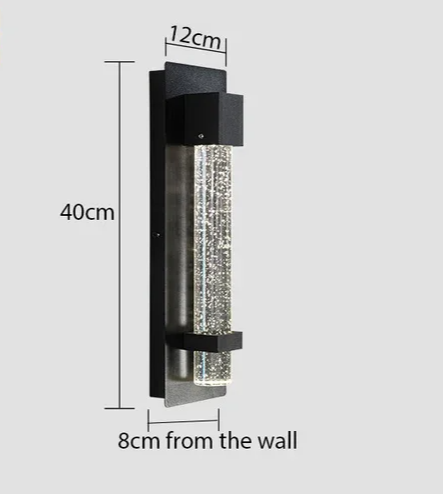 CrystalLux Buitenwandlamp – Moderne Waterdichte Wandverlichting met K9 Kristal & Anti-Roest Aluminium