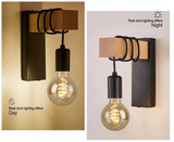 RetroLume – Vintage Wandlamp van Hout & IJzer met LED E27 | Industrieel & Loft Design