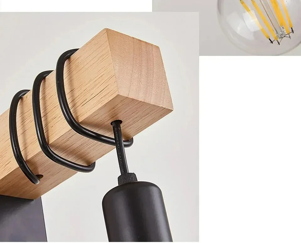 RetroLume – Vintage Wandlamp van Hout & IJzer met LED E27 | Industrieel & Loft Design - wandlamp - verlicht