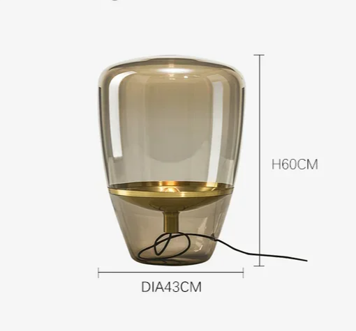 AuroraGlow – Scandinavische Designer Glazen Tafellamp LED - vloerlamp - zijaanzicht