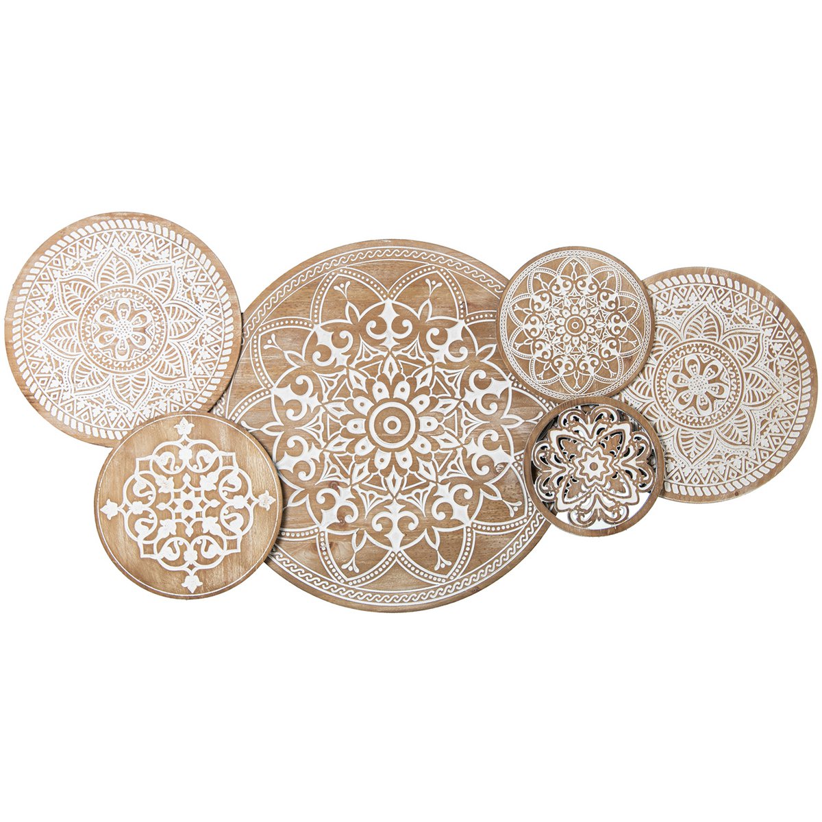 Alexandra Style - Natuurlijke Cirkels Houten Wandapparaat _130X64X4,5cm - wandlampen