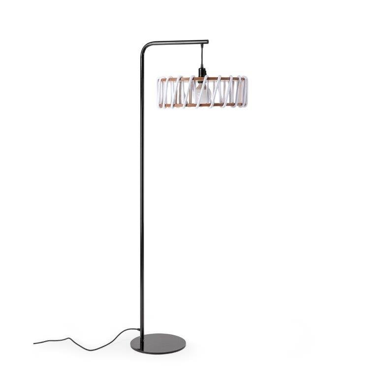Emko - Macaron Vloerlamp, Zwart Frame, Witte Kap - vloerlamp - zijaanzicht