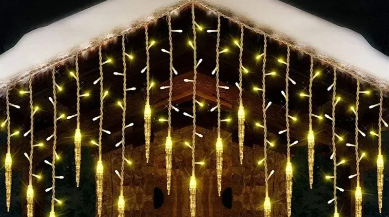 LumaSneeuw 4M LED Sneeuwvlok Gordijnverlichting – Kerst IJspegel Sfeerverlichting - buitenverlichting - verlicht